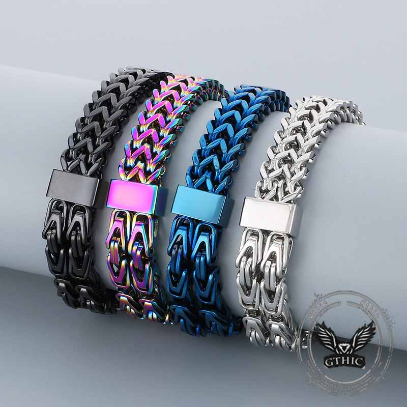 Punk Double Row Stainless Steel Magnetic Clasp Bracelet