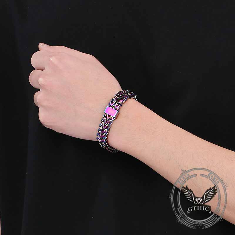 Punk Double Row Stainless Steel Magnetic Clasp Bracelet