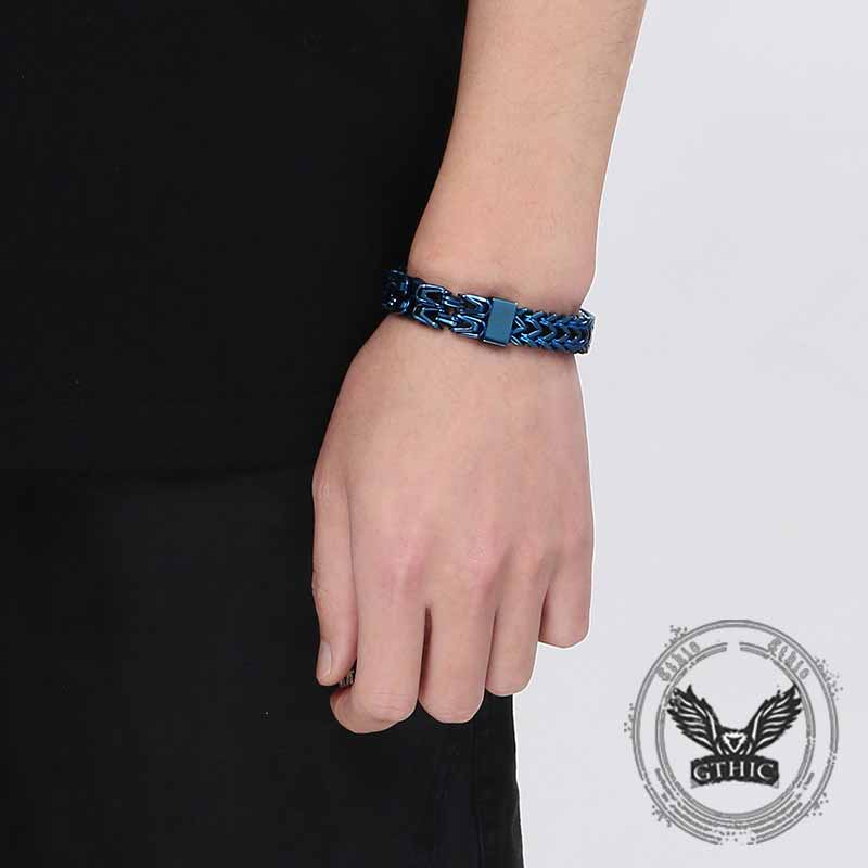 Punk Double Row Stainless Steel Magnetic Clasp Bracelet