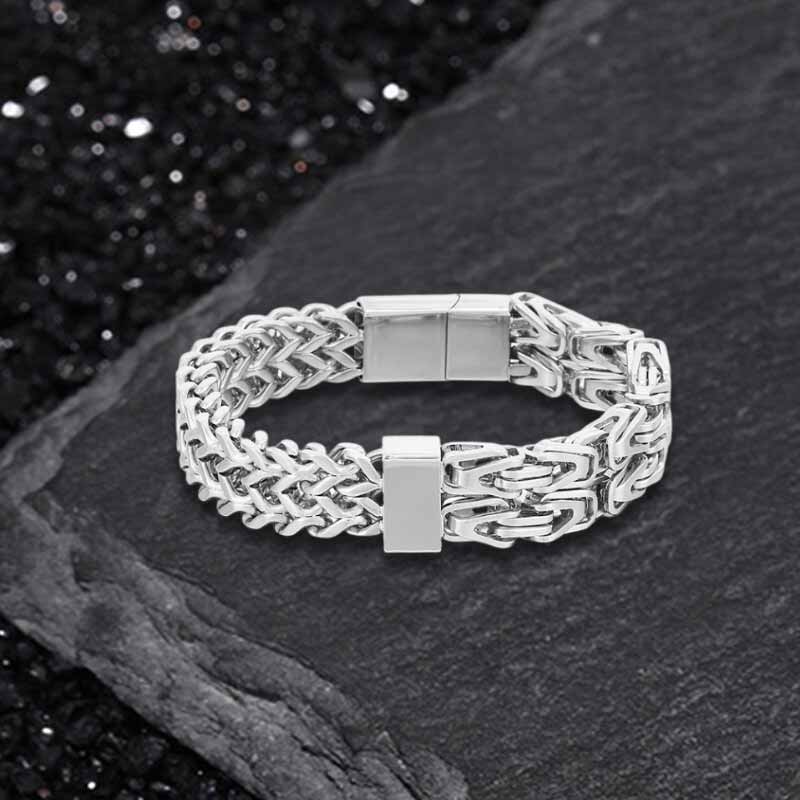 Punk Double Row Stainless Steel Magnetic Clasp Bracelet
