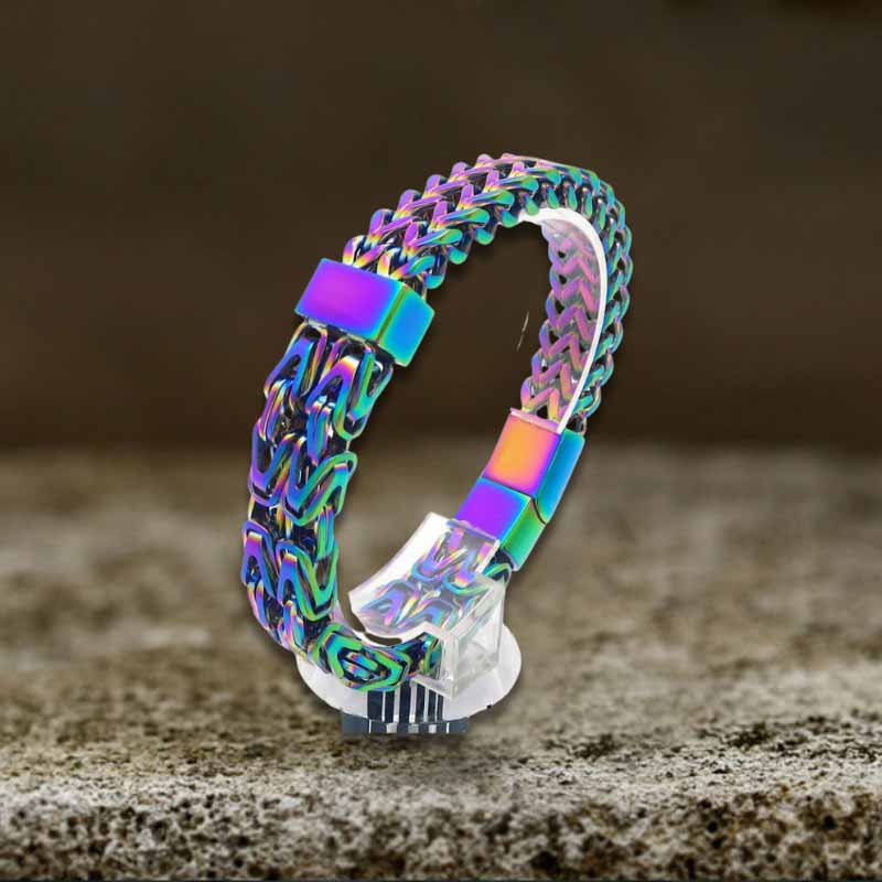 Punk Double Row Stainless Steel Magnetic Clasp Bracelet