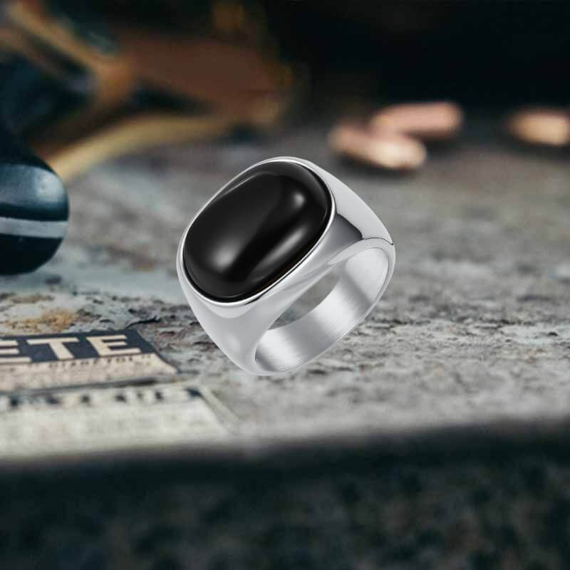 Simple Oval Tiger Eye Stone Stainless Steel Ring