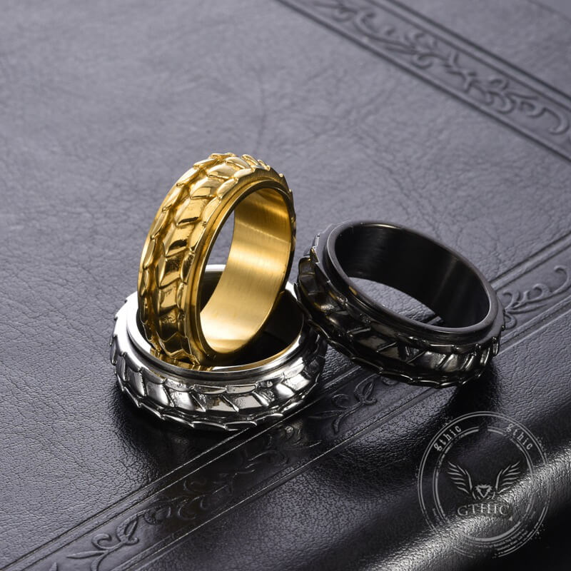 Creative Dragon Scale Stainless Steel Spinner Ring