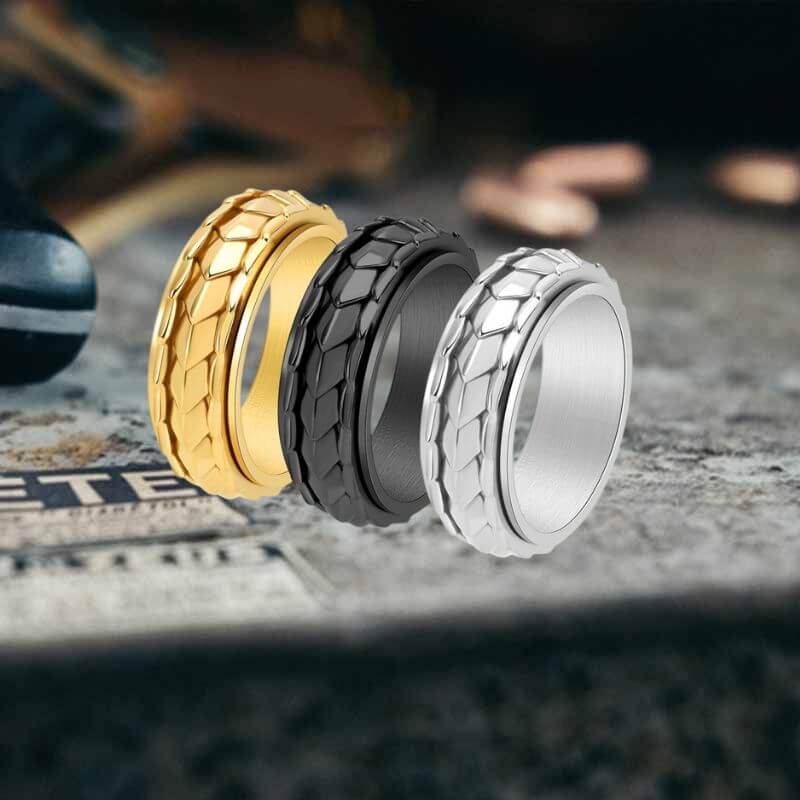 Creative Dragon Scale Stainless Steel Spinner Ring