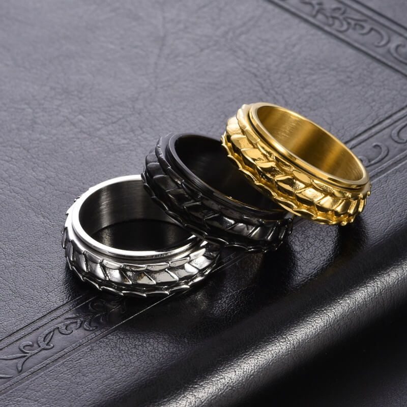 Creative Dragon Scale Stainless Steel Spinner Ring