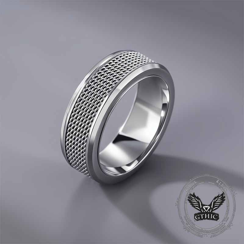 Simple Woven Mesh Design Stainless Steel Ring