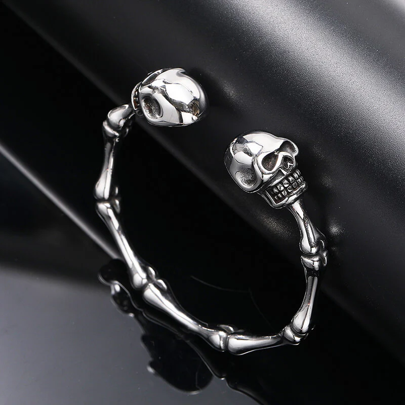 Punk Bones Joints Stainless Steel Skull Open Bracelet