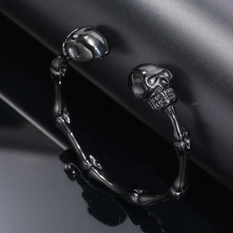 Punk Bones Joints Stainless Steel Skull Open Bracelet