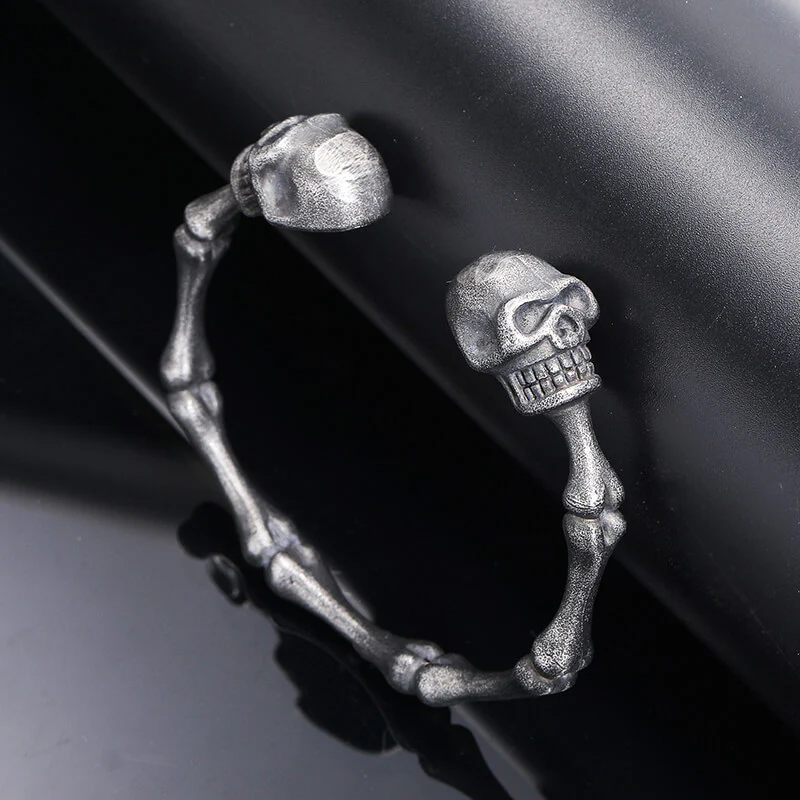 Punk Bones Joints Stainless Steel Skull Open Bracelet
