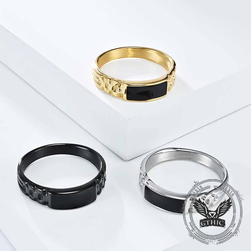 Simple Rectangular Drip Glue Stainless Steel Ring