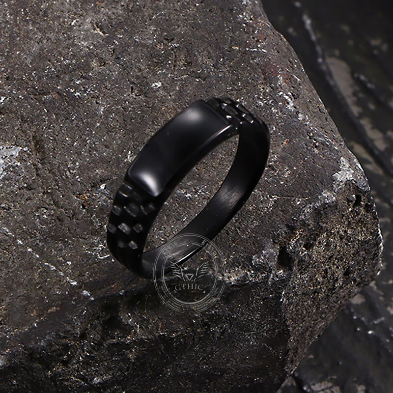 Simple Rectangular Drip Glue Stainless Steel Ring