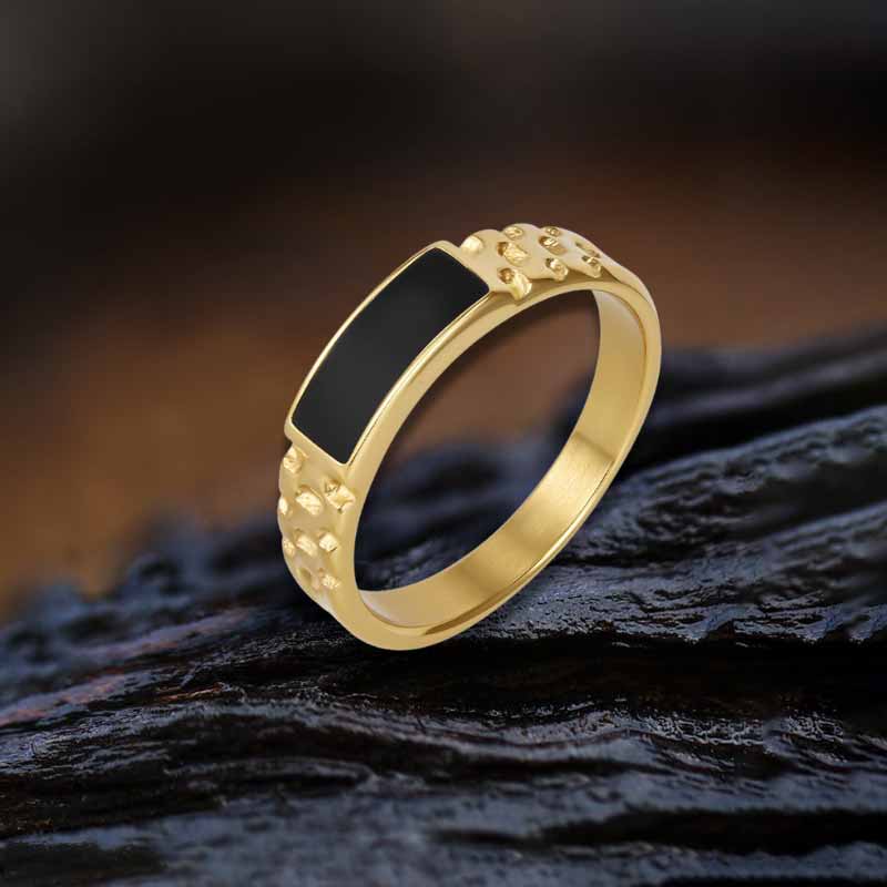 Simple Rectangular Drip Glue Stainless Steel Ring