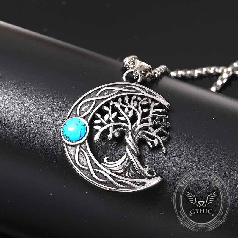 17202-moon-tree-of-life-turquoise-stainless-steel-pendant-6.jpg Moon Tree of Life Turquoise Stainless Steel Pendant