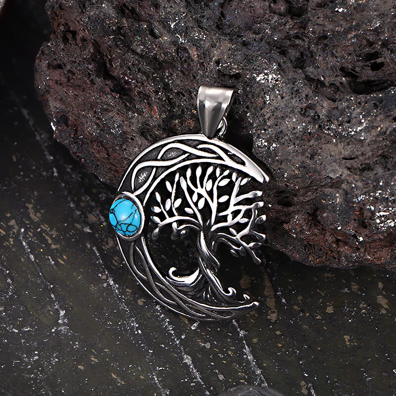 17203-silver-pendant-only-silver-pendant-only-variation-1.webp Moon Tree of Life Turquoise Stainless Steel Pendant