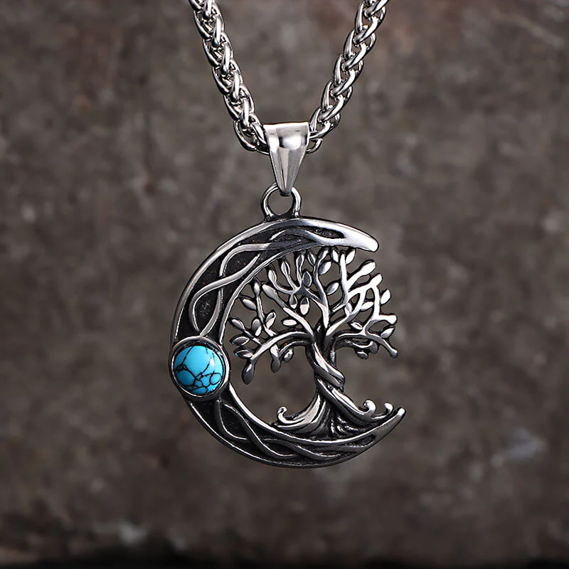 17204-silver-with-chain-silver-with-chain-variation-1.webp Moon Tree of Life Turquoise Stainless Steel Pendant