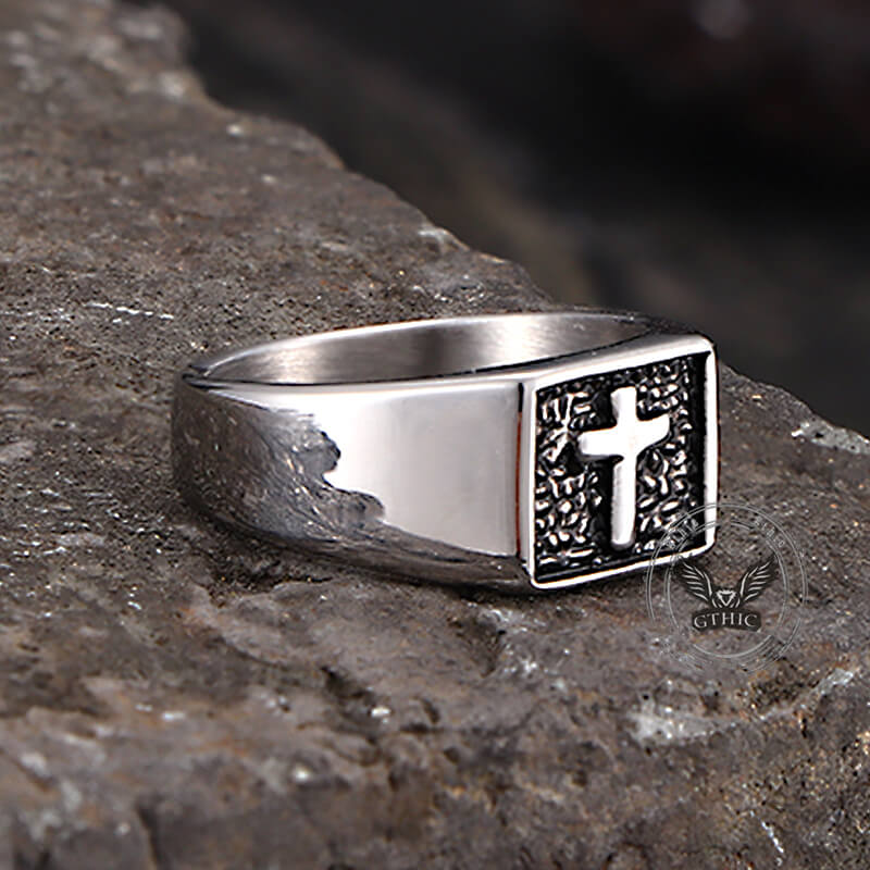 17232-simple-cross-square-seal-stainless-steel-ring-10.jpg Simple Cross Square Seal Stainless Steel Ring