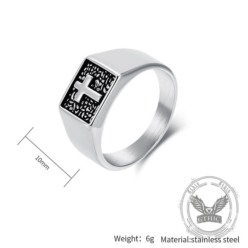 17232-simple-cross-square-seal-stainless-steel-ring-14.jpg Simple Cross Square Seal Stainless Steel Ring
