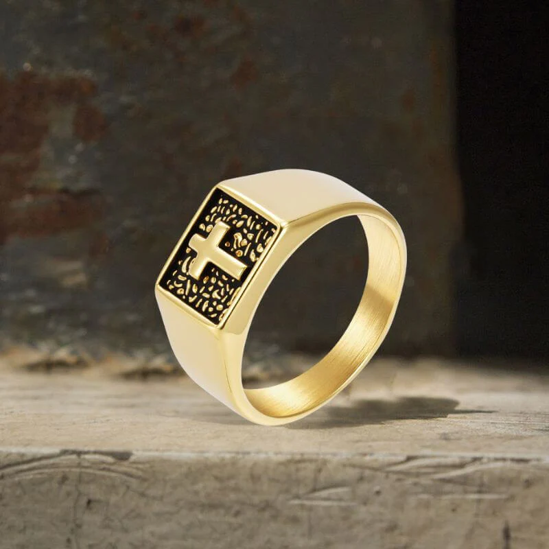 17232-simple-cross-square-seal-stainless-steel-ring-5.webp Simple Cross Square Seal Stainless Steel Ring
