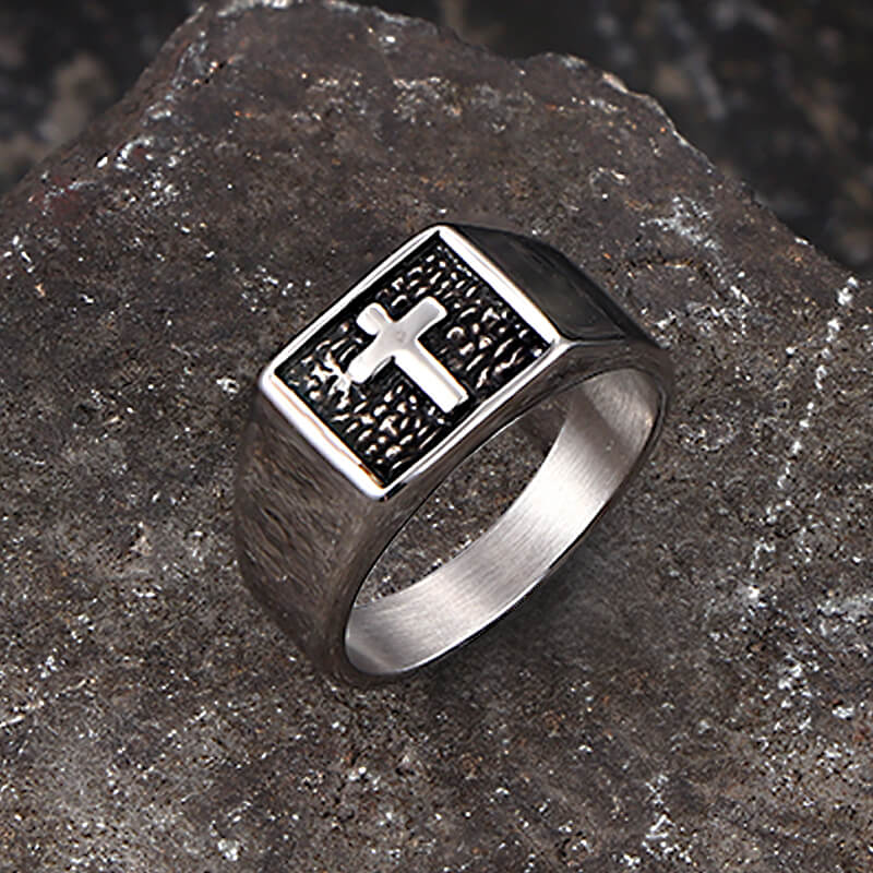 17232-simple-cross-square-seal-stainless-steel-ring-7.jpg Simple Cross Square Seal Stainless Steel Ring