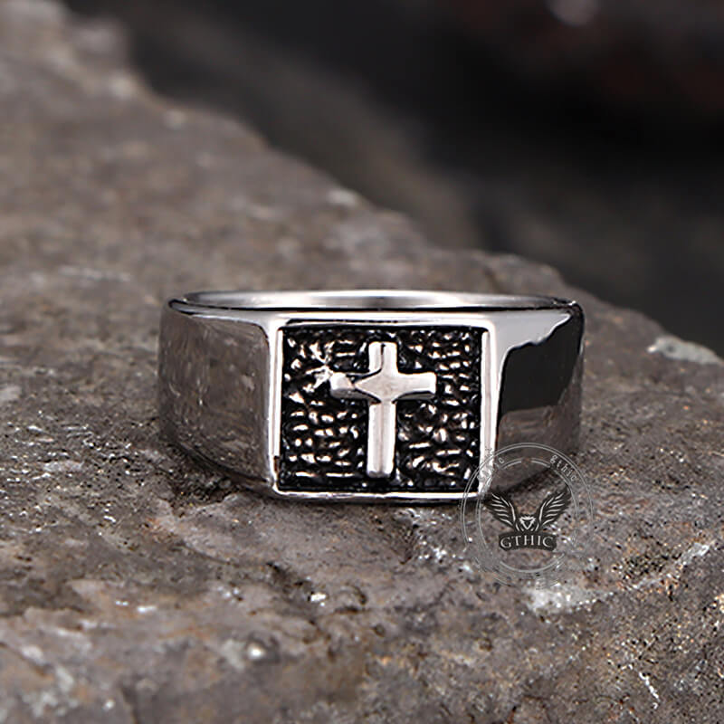 17232-simple-cross-square-seal-stainless-steel-ring-8.jpg Simple Cross Square Seal Stainless Steel Ring