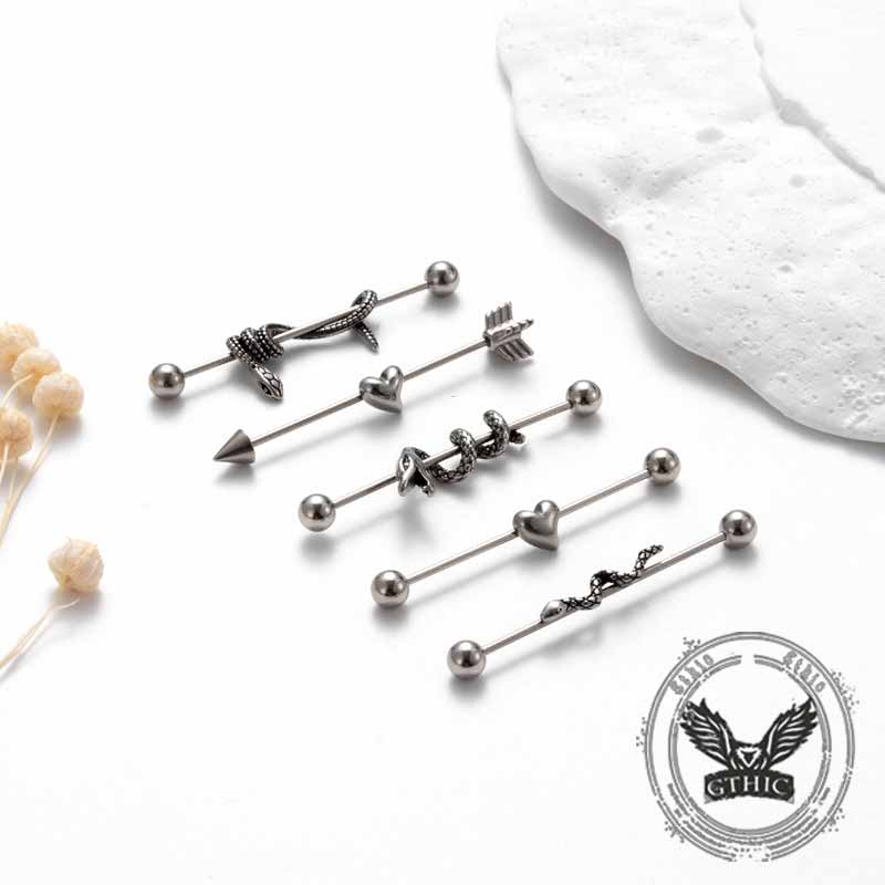 Vintage Heart Snake Stainless Steel Industrial Piercing