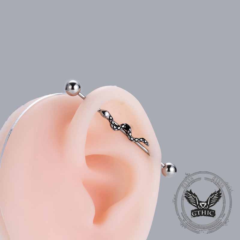 Vintage Heart Snake Stainless Steel Industrial Piercing