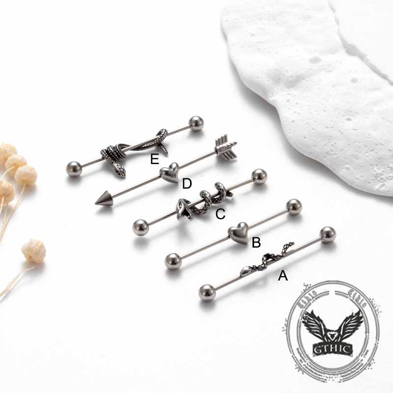 Vintage Heart Snake Stainless Steel Industrial Piercing