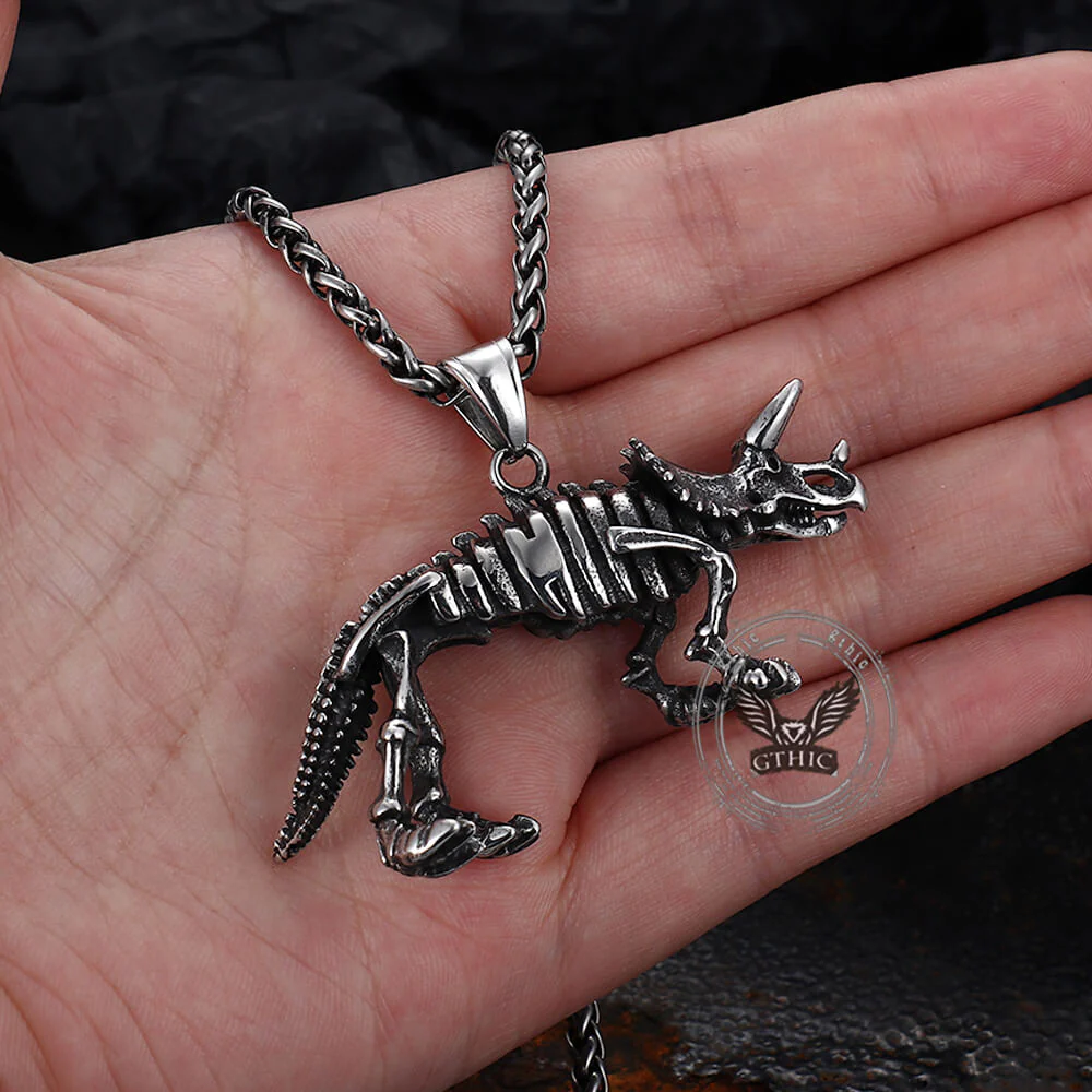 Vintage Ferocious Dinosaur Stainless Steel Pendant