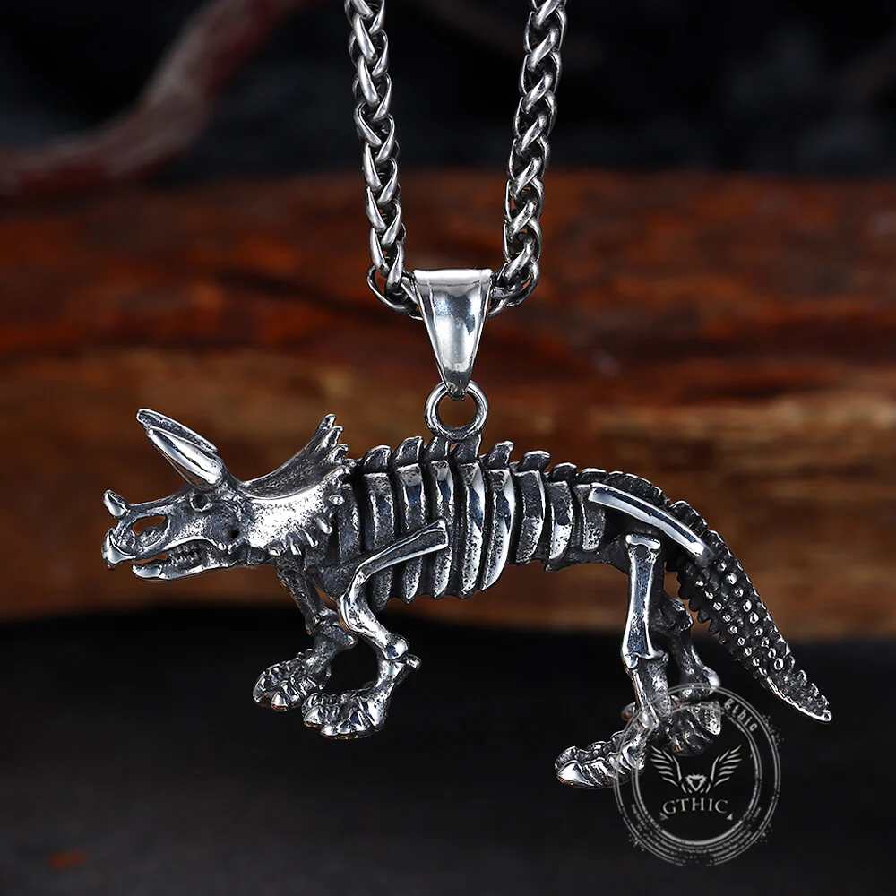 Vintage Ferocious Dinosaur Stainless Steel Pendant
