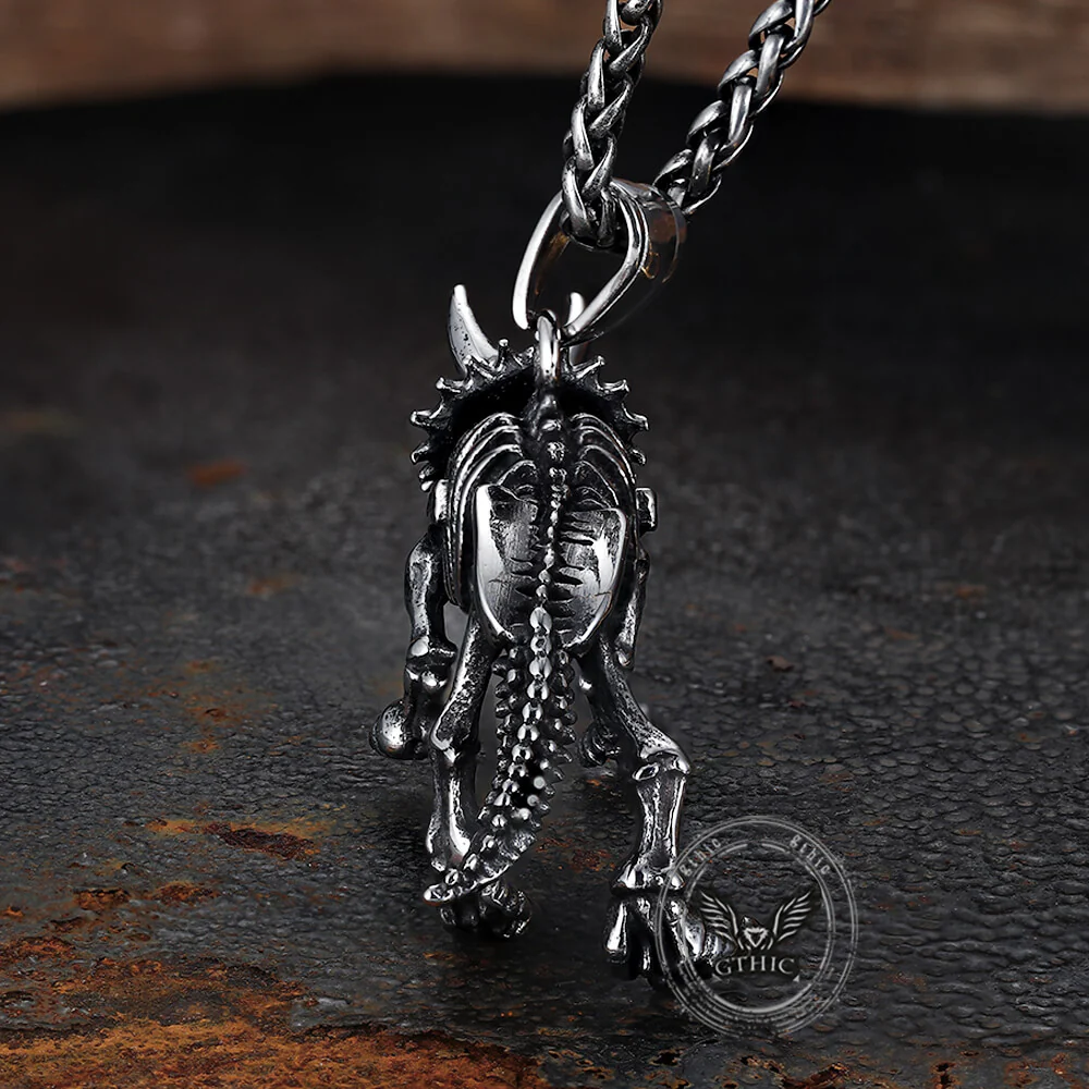 Vintage Ferocious Dinosaur Stainless Steel Pendant