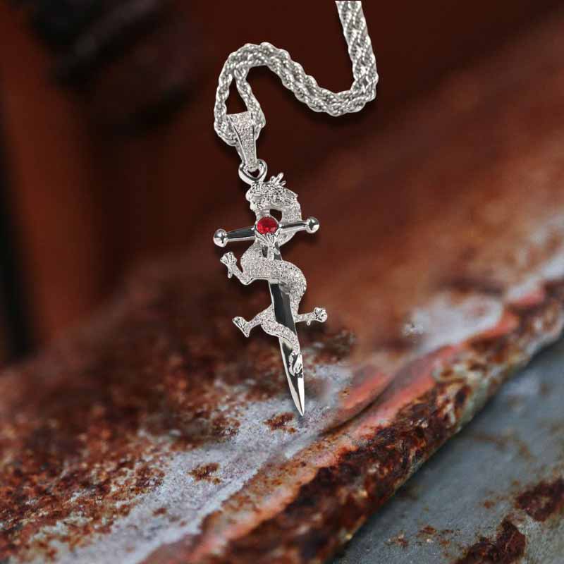 Vintage Dragon Entwined Cross Zircon Copper Pendant