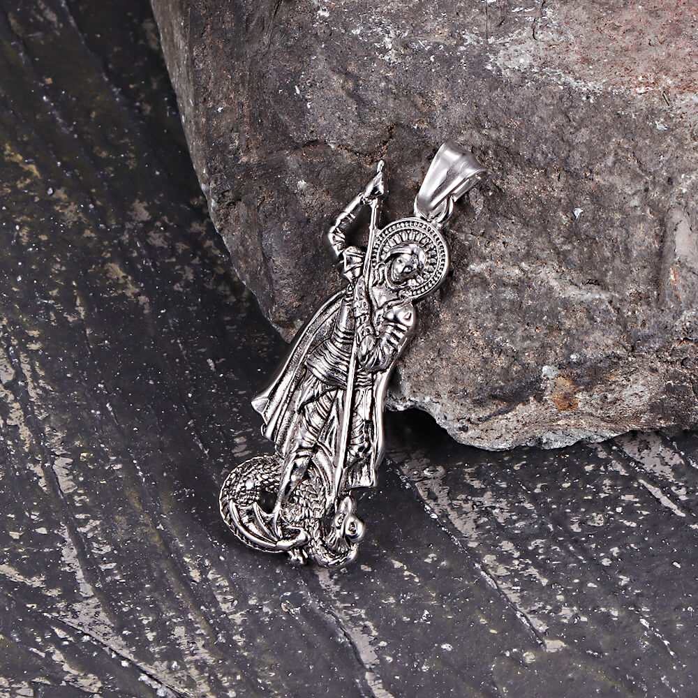 17291-retro-st.-george-slay-dragon-stainless-steel-pendant-13.jpg Retro St. George Slay Dragon Stainless Steel Pendant