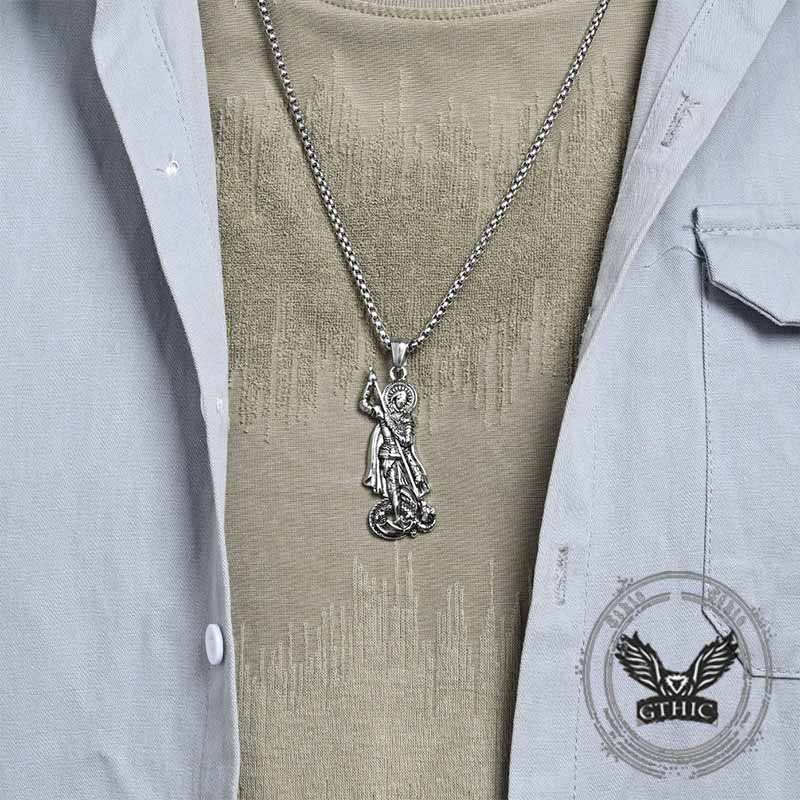 17291-retro-st.-george-slay-dragon-stainless-steel-pendant-2.jpg Retro St. George Slay Dragon Stainless Steel Pendant