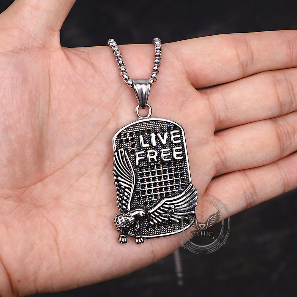 17298-punk-eagle-live-free-square-stainless-steel-pendant-4.jpg Punk Eagle Live Free Square Stainless Steel Pendant