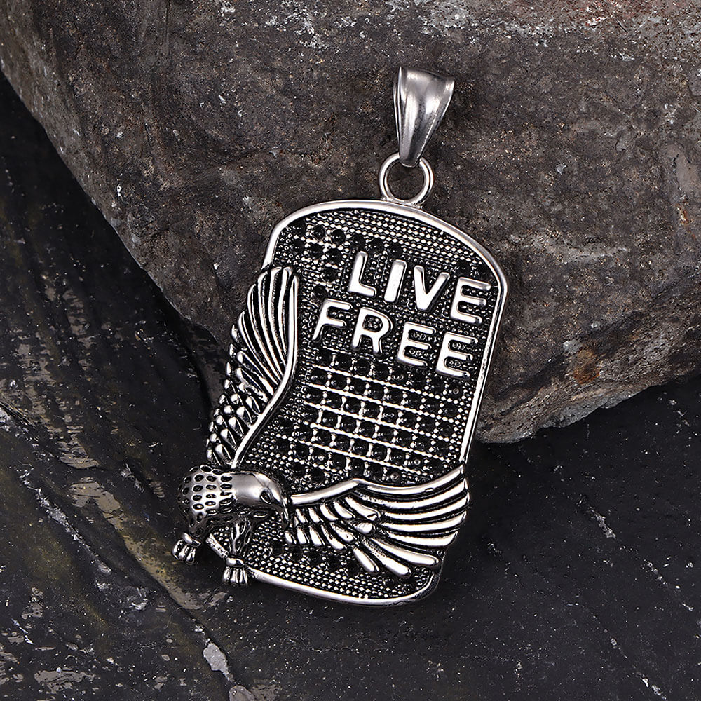 17298-punk-eagle-live-free-square-stainless-steel-pendant-5.jpg Punk Eagle Live Free Square Stainless Steel Pendant