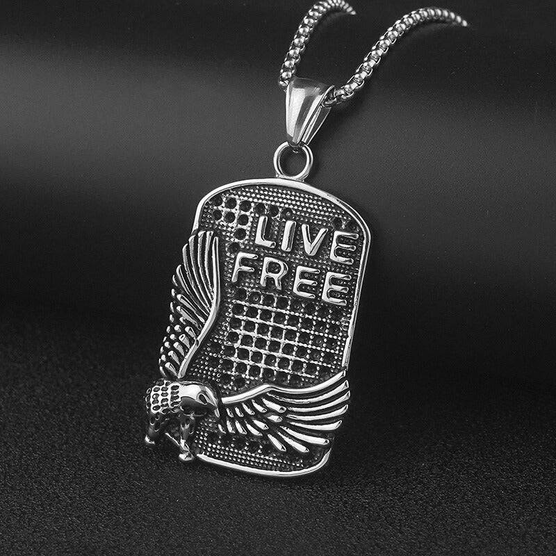 17298-punk-eagle-live-free-square-stainless-steel-pendant-6.jpg Punk Eagle Live Free Square Stainless Steel Pendant