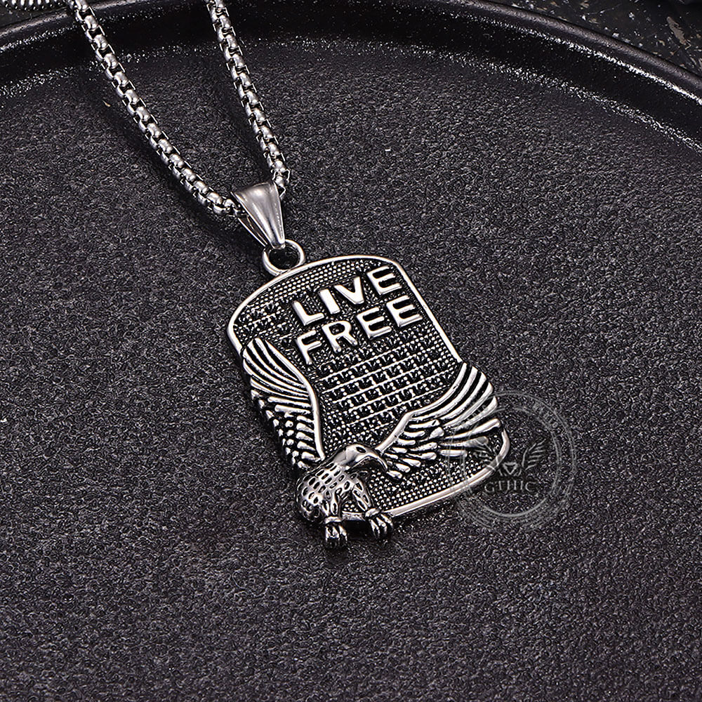 17298-punk-eagle-live-free-square-stainless-steel-pendant-8.jpg Punk Eagle Live Free Square Stainless Steel Pendant