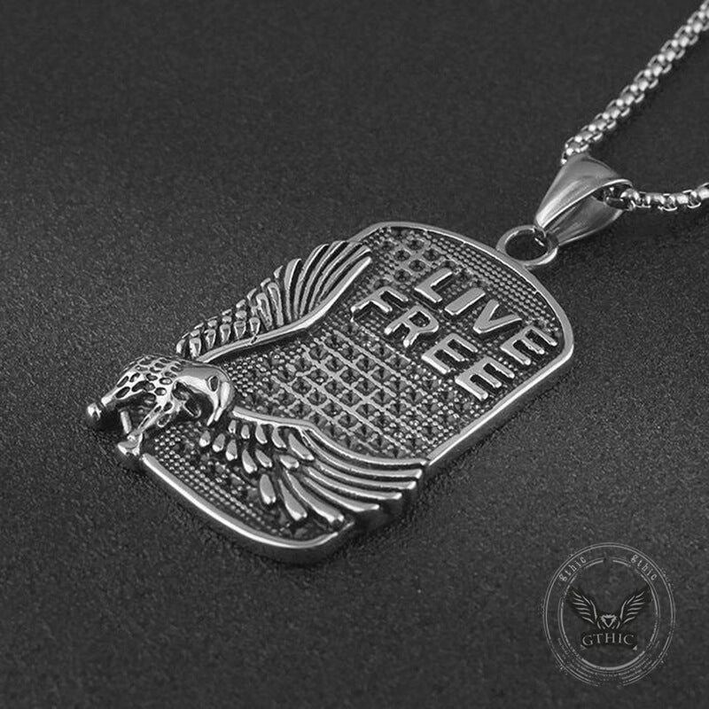17298-punk-eagle-live-free-square-stainless-steel-pendant-9.jpg Punk Eagle Live Free Square Stainless Steel Pendant