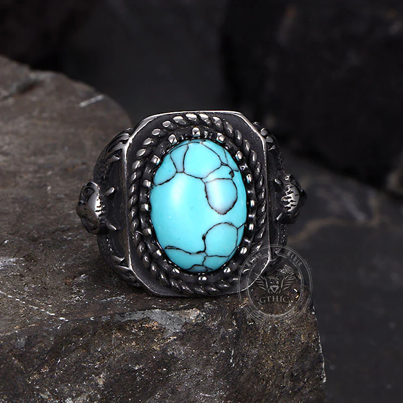 Vintage Eagle Turquoise Stainless Steel Animal Ring