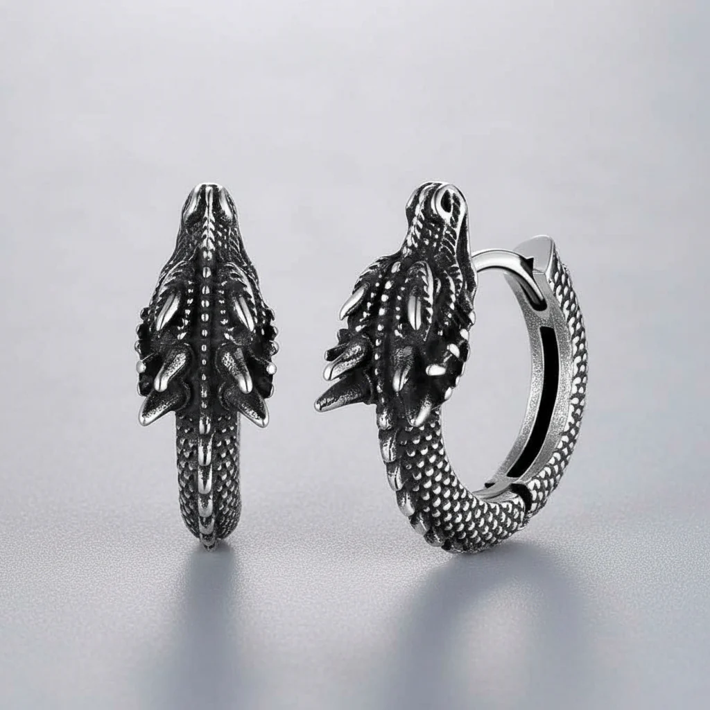 Punk Dragon Shape Stainless Steel Hoop Earrings