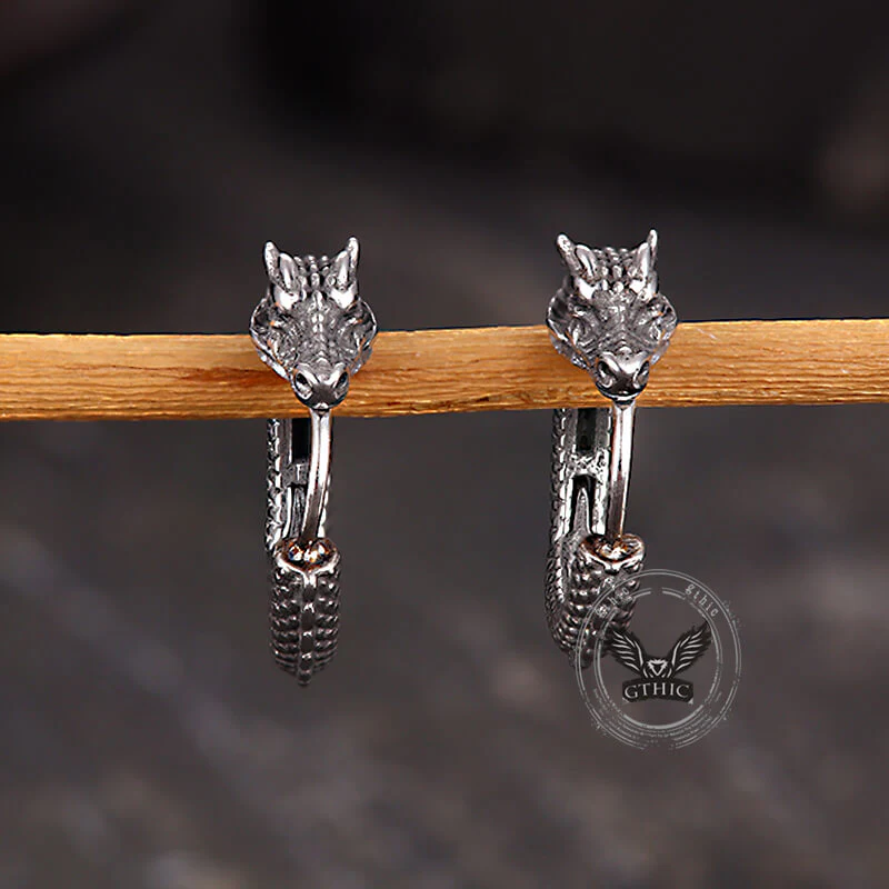 Punk Dragon Shape Stainless Steel Hoop Earrings