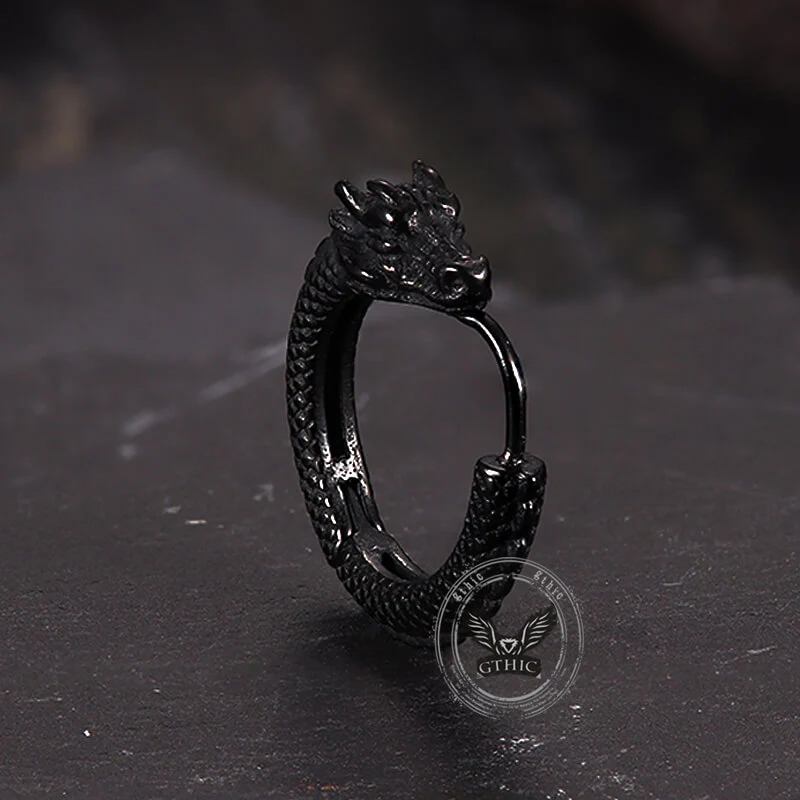 Punk Dragon Shape Stainless Steel Hoop Earrings