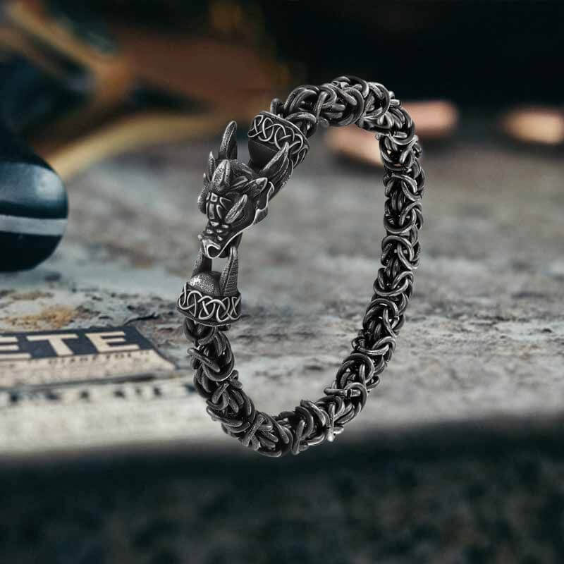 Domineering Dragon Byzantine Stainless Steel Nordic Bracelet
