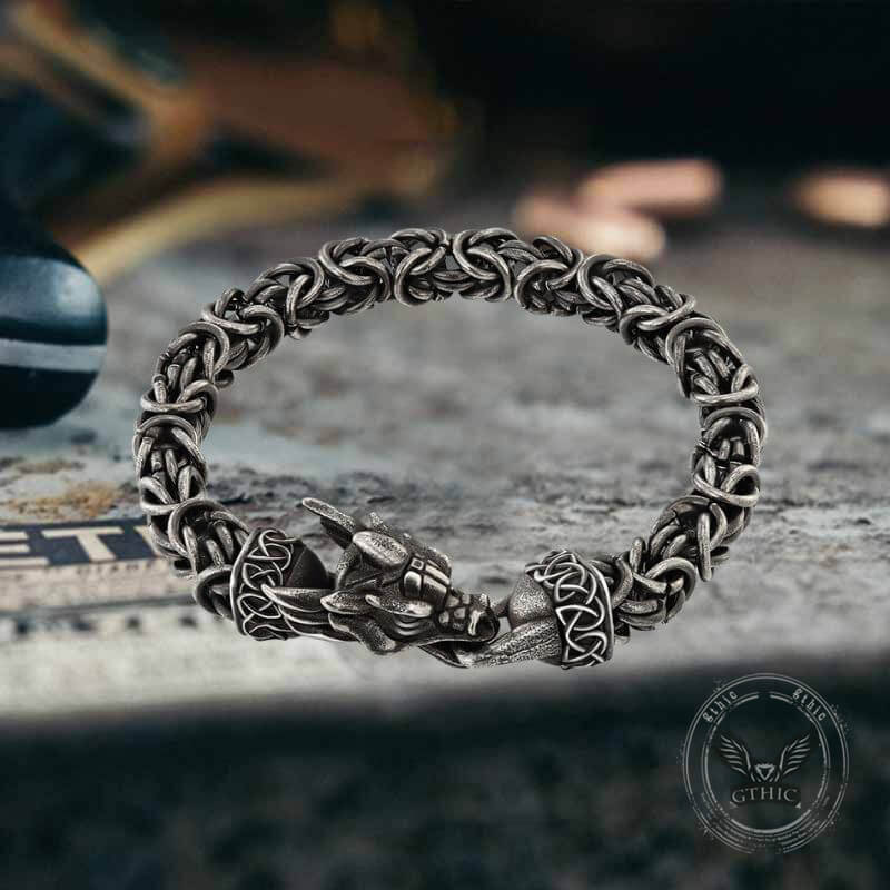 Domineering Dragon Byzantine Stainless Steel Nordic Bracelet