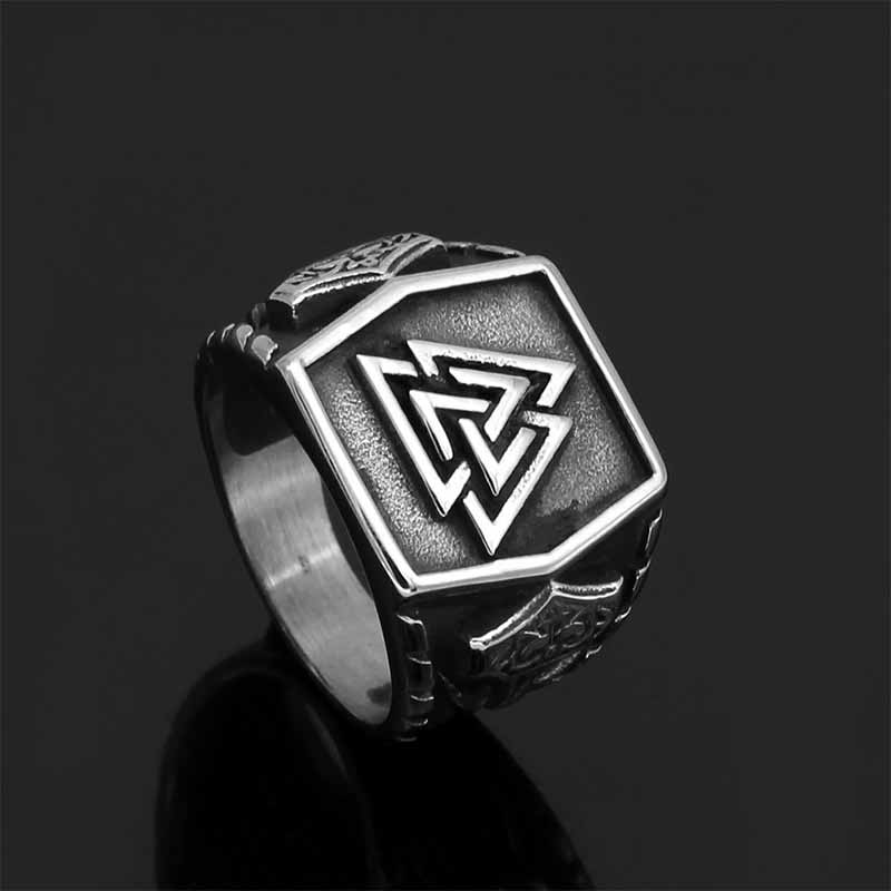 Retro Valknut Odin Triangle Stainless Steel Viking Ring