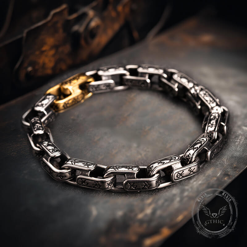 Vintage Viking Dawnbreak Rune Stainless Steel Bracelet