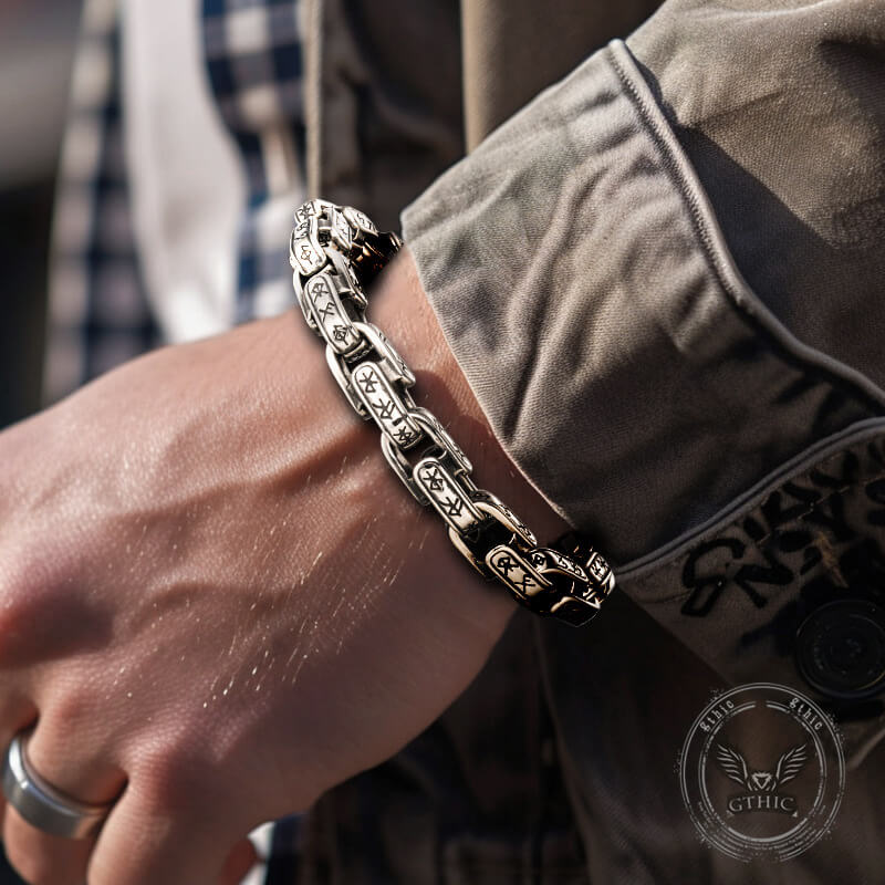 Vintage Viking Dawnbreak Rune Stainless Steel Bracelet