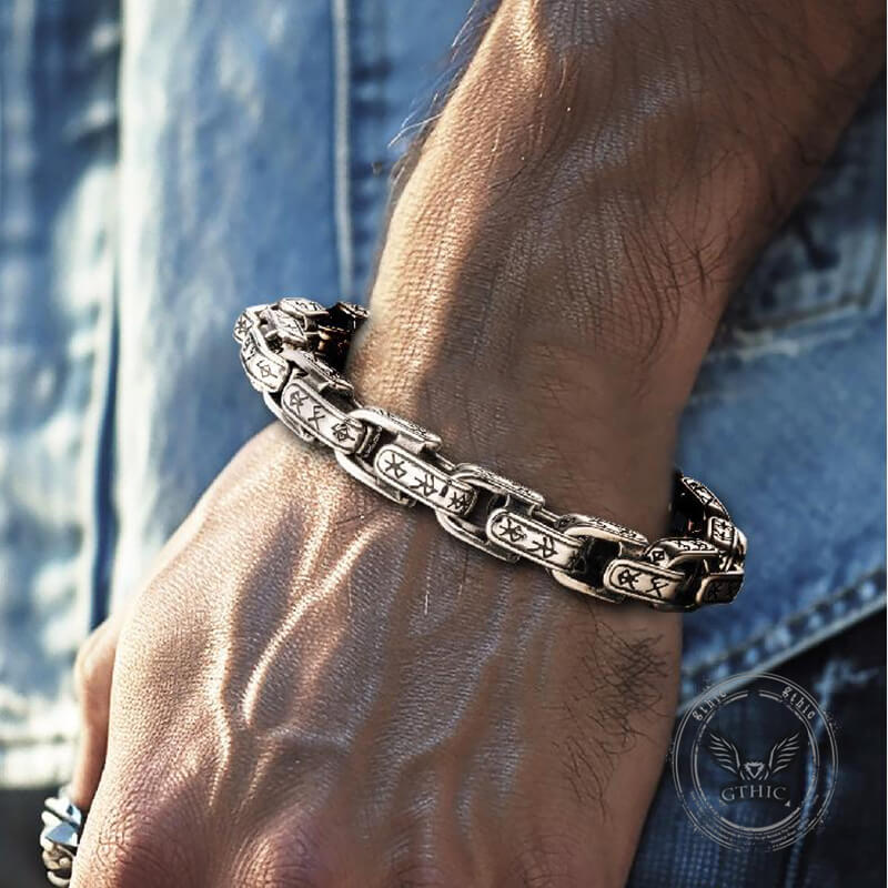 Vintage Viking Dawnbreak Rune Stainless Steel Bracelet