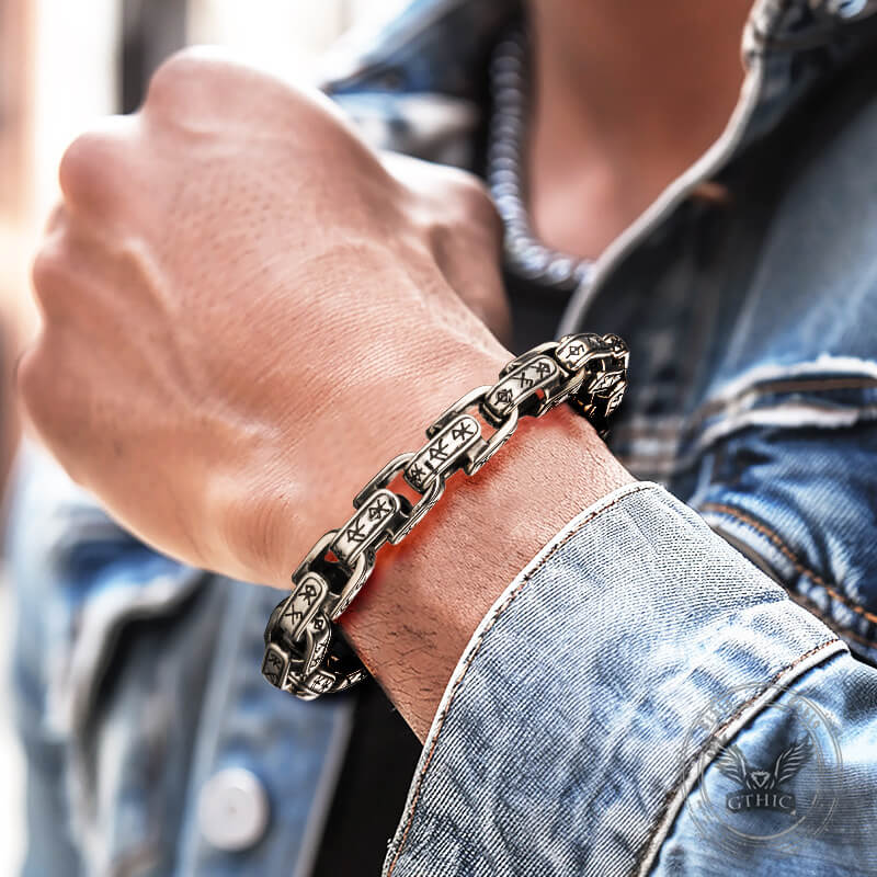 Vintage Viking Dawnbreak Rune Stainless Steel Bracelet