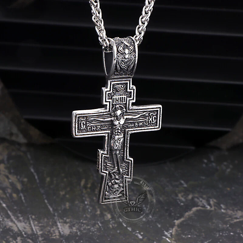 17420-retro-orthodox-crucifixion-stainless-steel-cross-pendant-10.webp Retro Orthodox Crucifixion Stainless Steel Cross Pendant